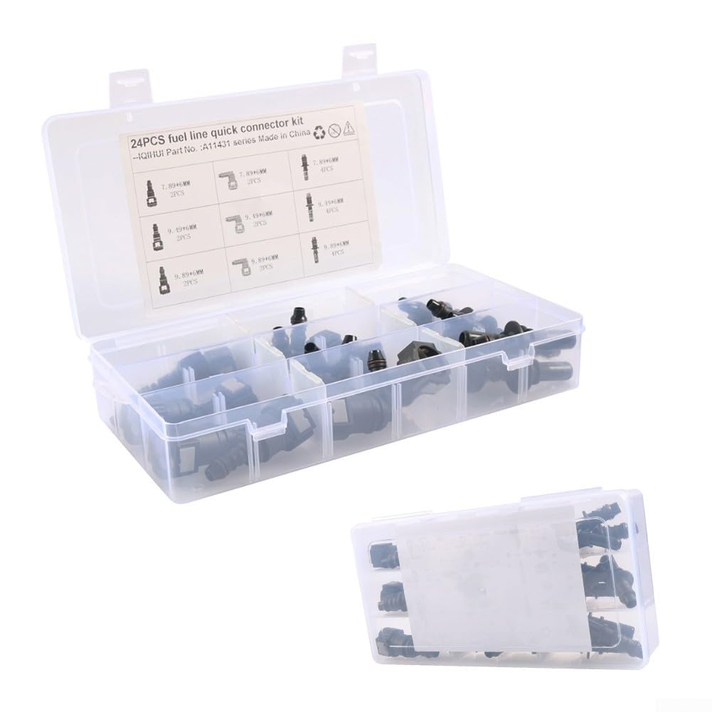 Lot de 24 raccords rapides ID6 pour tuyau diesel de 6 mm avec connecteurs ABS mâles femelles de 7,89 mm, 9,49 mm, 9,89 mm, pour l'entretien de voiture et de camion