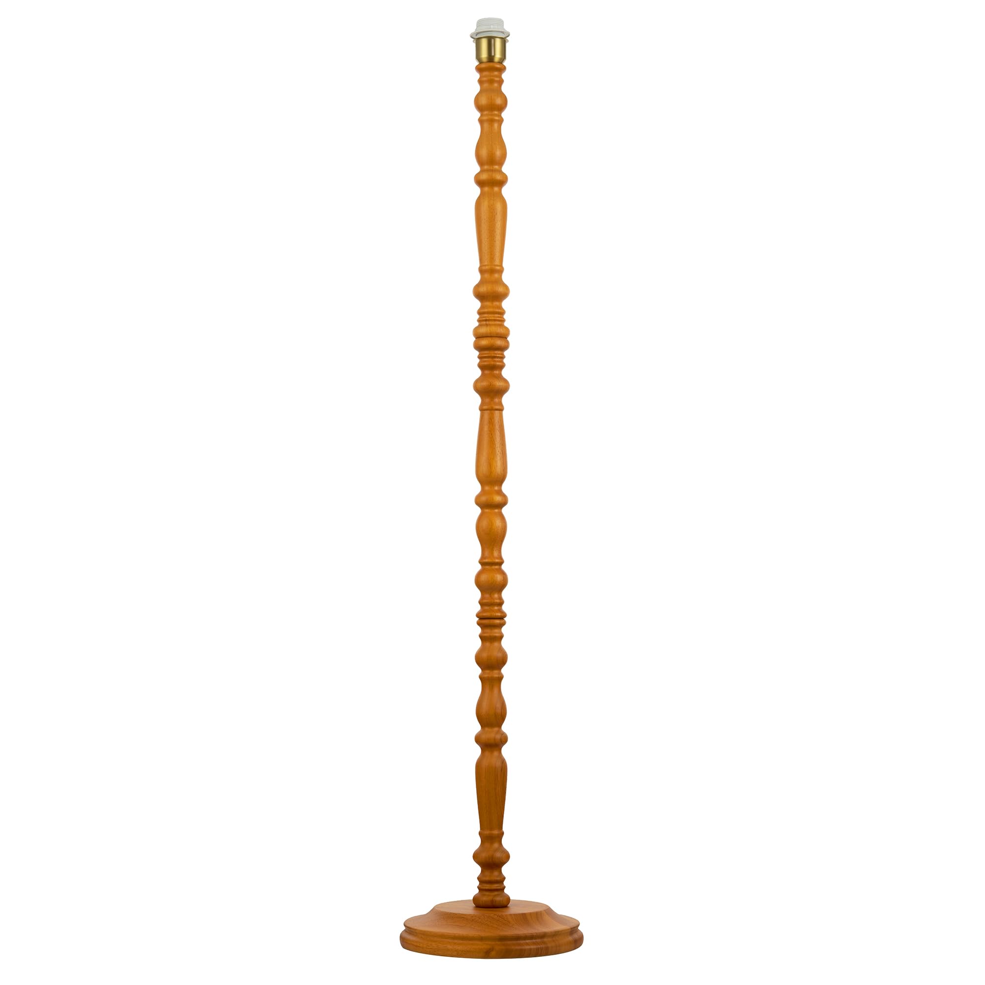 Rackhams Gold/White/Light Classic Oak Wooden Standing Floor Lamp Base With Intricate Pole Design