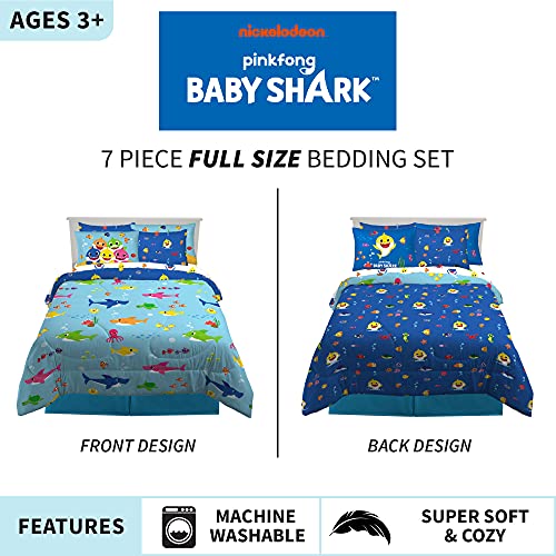 Image of Franco Kids Bedding Super Soft Comforter and Sheet Set with Sham, 7 Piece Full Size, Baby Shark