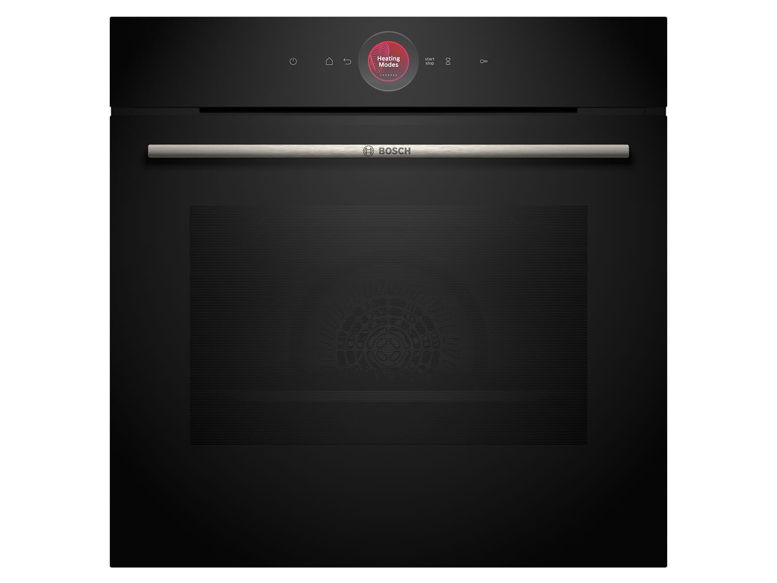 Bosch HBG7341B1, Serie 8 Smarter Einbau-Backofen, 60 x 60 cm, Made in Germany, Schwarz, Schmutzabweisend & Selbstreinigend, Air Fry, Bosch Assist Automatik, 3D Heißluft, Farb-Touchscreen & Bedienring