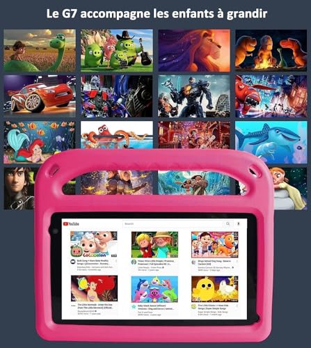 SUAAT 2025 Andriod 11 Tablet da 7 pollici per bambini, 2GB RAN + 32GB ROM Bluetooth,istruzione + giochi, doppia fotocamera, controllo parentale Rosa