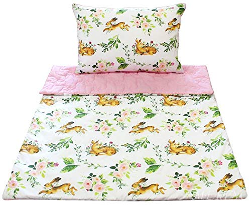 ECO zestaw pościeli dla niemowląt z naturalnej bawełny łóżko do łóżeczka dziecięcego kołdra + poduszka (kołdra 100 x 140 cm + poduszka 40 x 60 cm, różowa)
