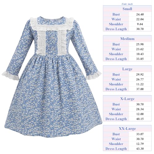 Disfraz Colonial Prairie para Niñas Azul con Delantal y Capota miniatura 7
