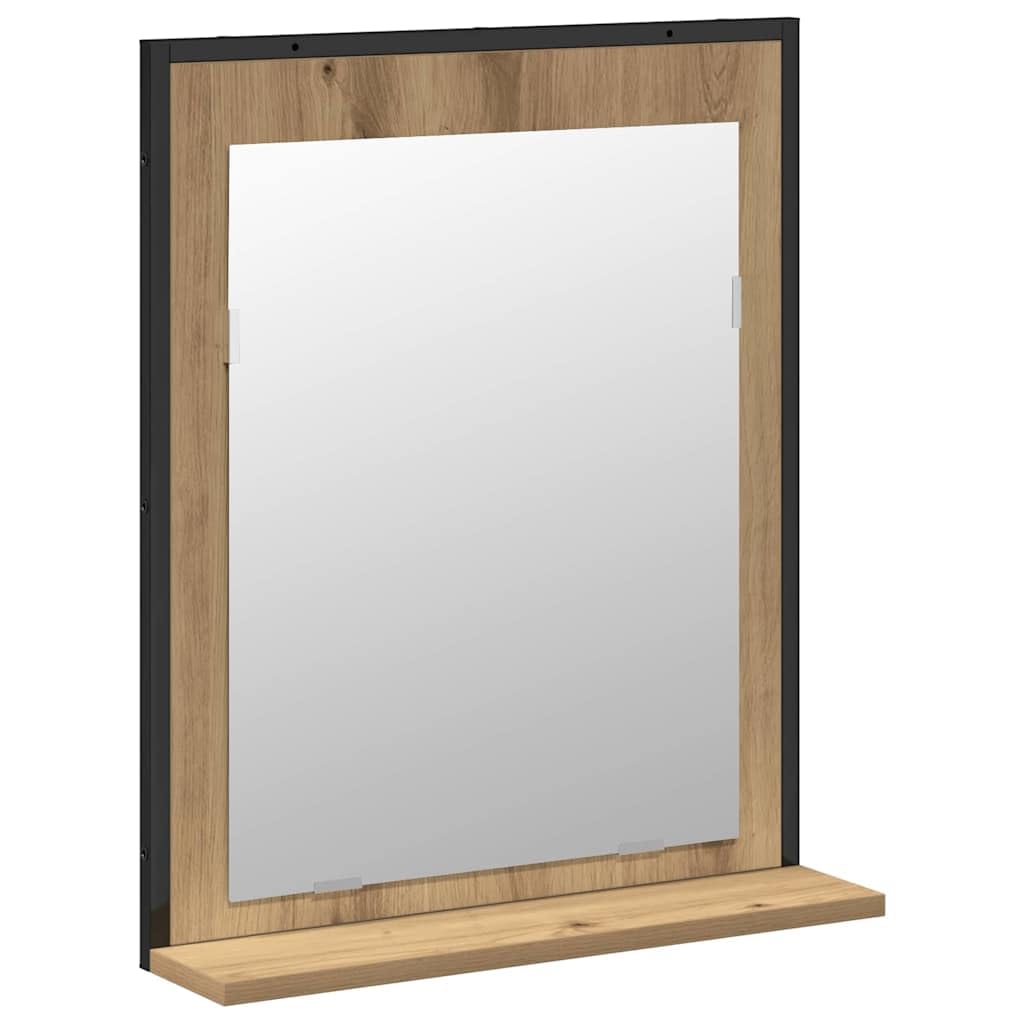Zestaw mebli łazienkowych, brązowy, 60 x 33 x 60 cm, materiał drewnopochodny z szafką pod umywalkę, lustro, schowek, wiszące, nowoczesne wzornictwo dla gości WC i łazienki