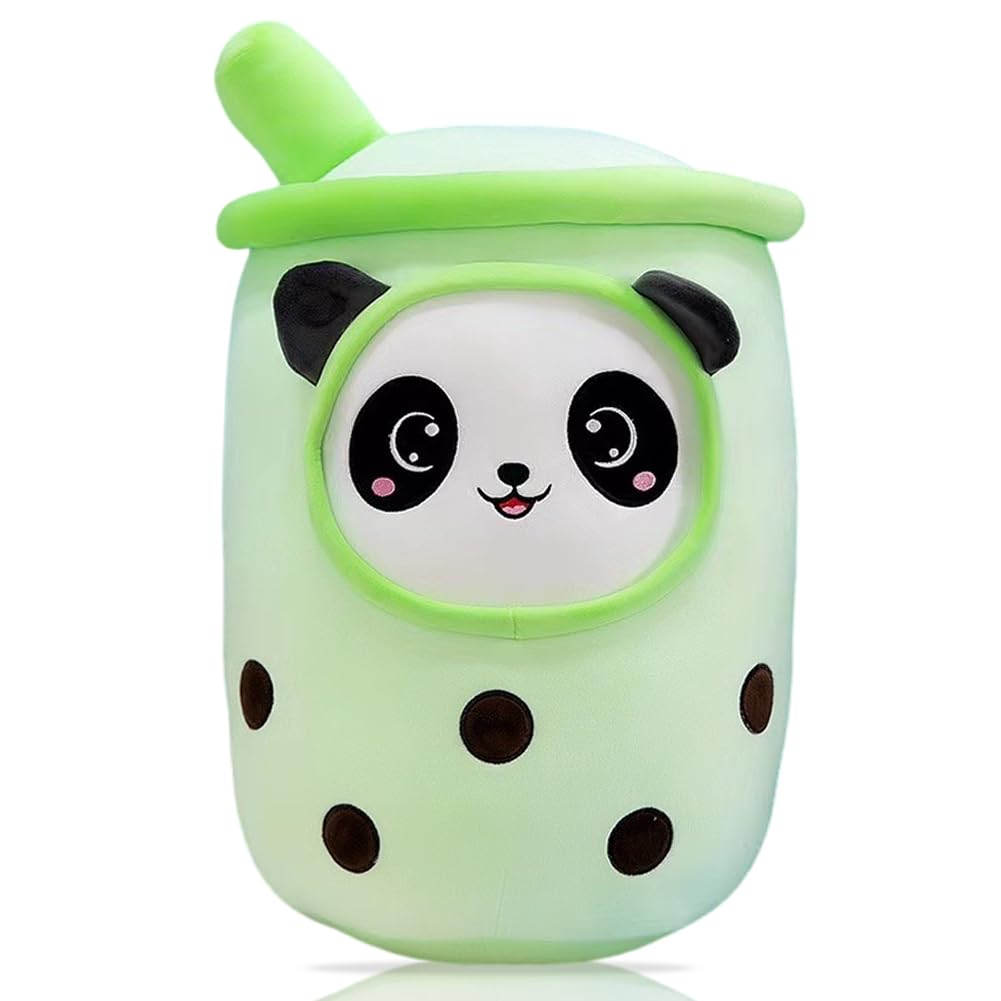 ZPSOSPZ Bubble Tea Cuddly Toy,Panda Boba Tea Plush Cushion,Children's Soft Toy,Giant Boba Bubble Plushie Stuffed,Sofa Bed Pillow, Gift for Children Families Lovers Friends(Green) 24cm