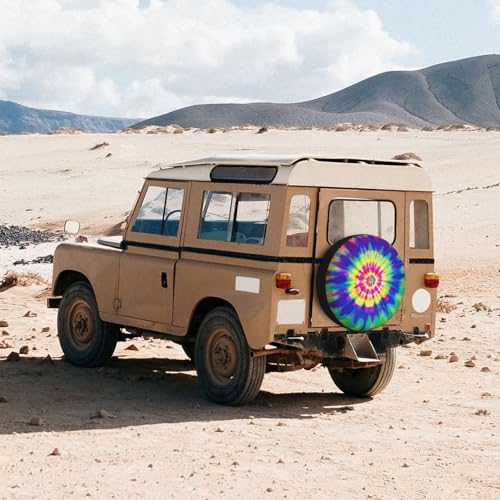 Image of IBILIU Pink Flamingo Spare Tire Cover,Bird Palm Trees Sunset Animal Tire Cover Wheel Protectors Weatherproof Universal Fit for Cars Trailer RV SUV Camper Truck - 15 Inch