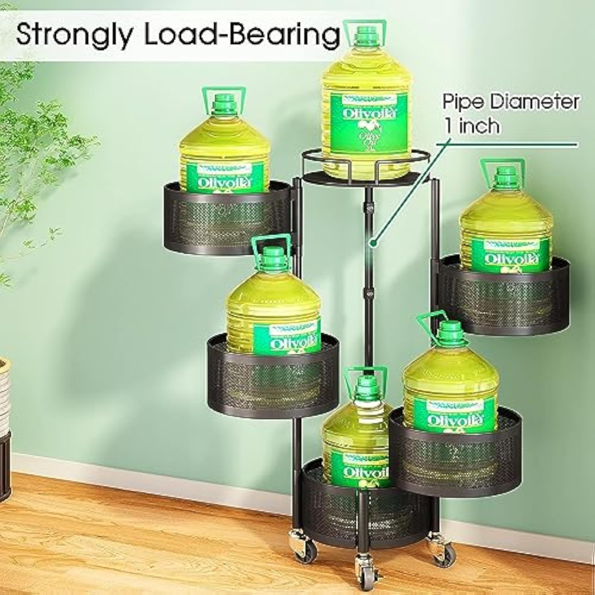 Metal Kitchen Rotating Trolley Portable Storage Rack