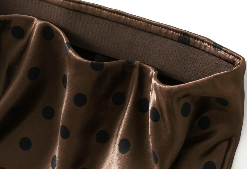 Womens Polka Dot Skirt High Waist Flowy Satin Elastic Waisted Skirts3