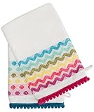 France Luxe Body French-Style Bath Mitt 2-Pack - Pom Pom Polka Dot/Zig Zag