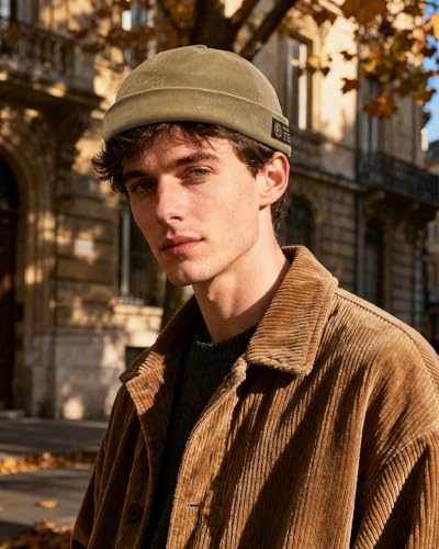 Image of CLAPE Watch Cap Work Beanie Corduroy Docker Leon Brimless Hat Rolled Cuff Harbour Hat