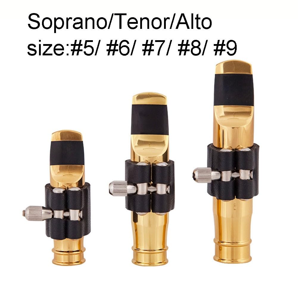 Boquilla de metal para saxofón alto soprano tenor, latón con clip de lengüeta, tamaño #5#6#7#8#9 Alto Size8
