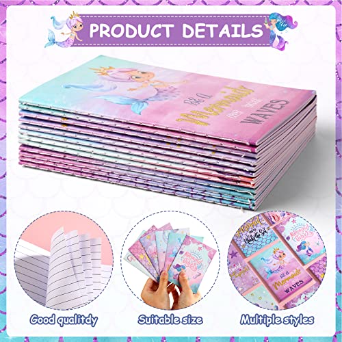 24 Pcs Mermaid Pen And Notebook 5 Inches 12 Cute Mermaid Scale Notepads 12 Mermaid Black Pen For Mermaid Birthday Decorations, Kids Girls School Supplies, Sea Ocean Themed Party Gifts (Elegant) #TOP1