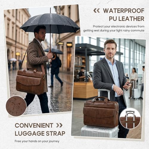 Maletín messenger para hombre RAINSMORE 16" piel PU miniatura 6