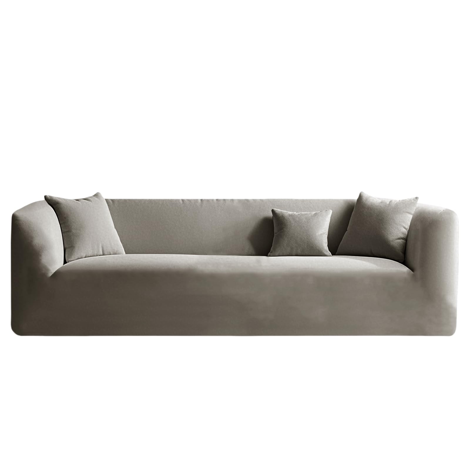 Stretch Chesterfield Sofabezug Samt Spandex Sofabezüge, Couchbezug Mit Sitzkissenbezug, rutschfest Sofa Schonbezug Mit Armlehne (Taupe,LOVESEAT)