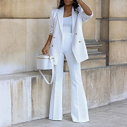 Mulheres Casuais Casaco Sólido Terno De 2 Peças Open Front Office Blazer Solid Suits Top +