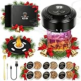 Leopacat Elektrischer Whisky Smoker Set, Cocktail Smoker Set mit 6 Holzchips, Whisky RäUcherset, 6 Holzsorten RGB Licht Flammenfreier Raucher FüR Cocktails & Essen Whiskey Geeignet für Valentinstag