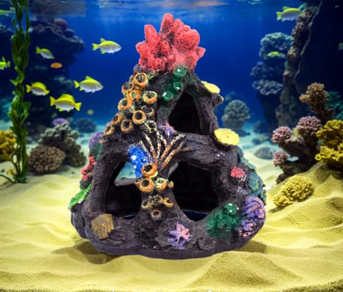 Image of Aquarium Coral Rock Mountain Cave Set Fish Tank Decoration Coral Ornament Aquarium Plant Fish House for Betta Rest Hide