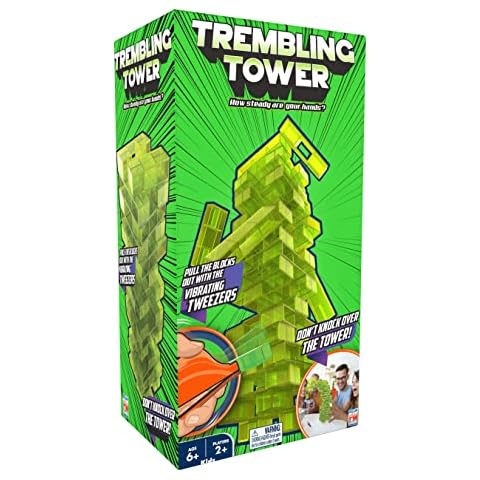 Fotorama Trembling Tower, The Ultimate Vibrating Stacking Game, Pull Blocks Out with Vibrating Tweezers, Extra Challenge, Precision & Fine Motor Skills, Keep Steady or Tumble Down, Players 2+,Ages 6+ Cover