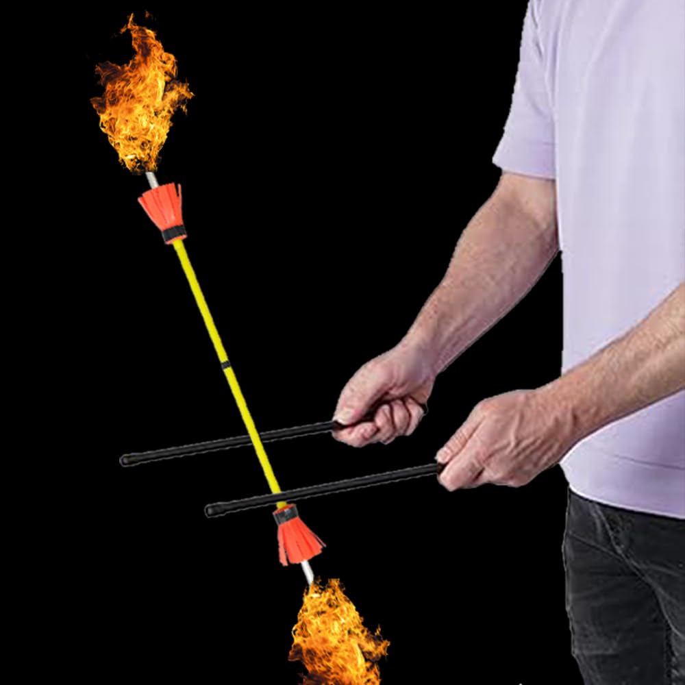 Palo de diablo de flor de fuego con palitos de mano, palitos de diablo de fuego Pro - Malabares de fuego