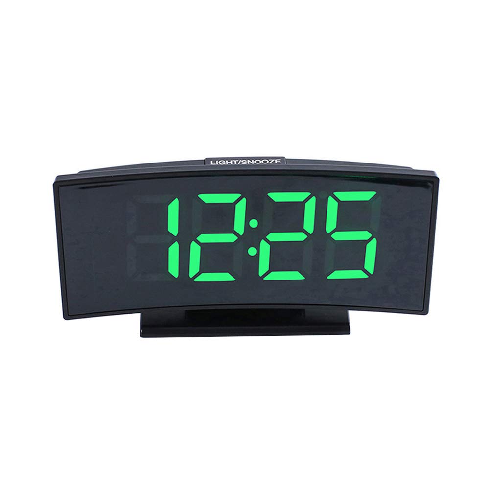 newshijieCOb Alarm Clock, Digital LED Big Screen Temperature Display USB Snooze Home Desk Alarm Clock - Black Green
