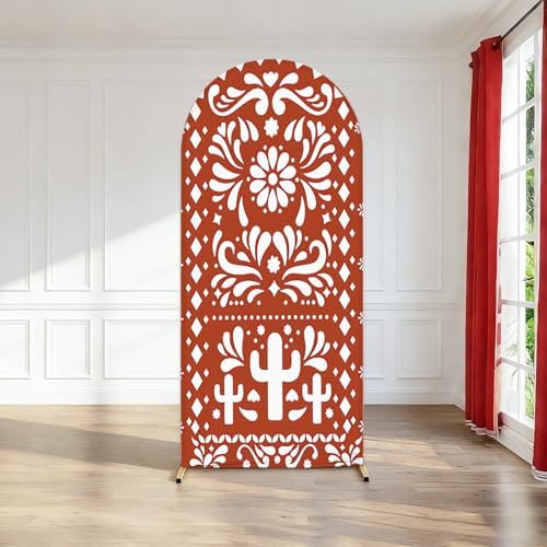 6ft Brick Red Mexican Fiesta Arch Cover Baby Shower Backdrop,2-Si...