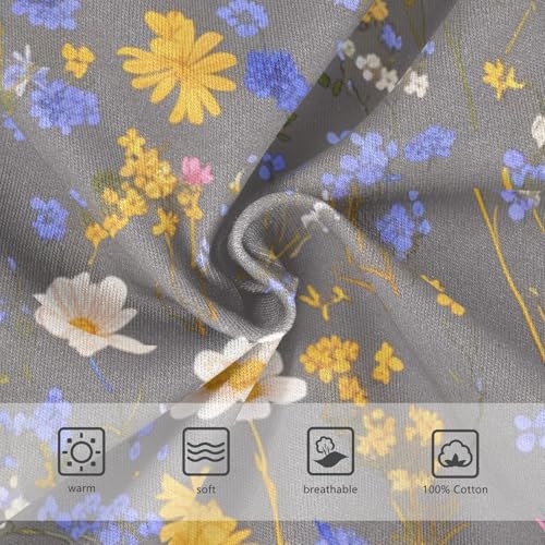 KLL Colorful Wildflowers Pattern Toddler Boys' Pure Cotton Briefs Breathable Undies3