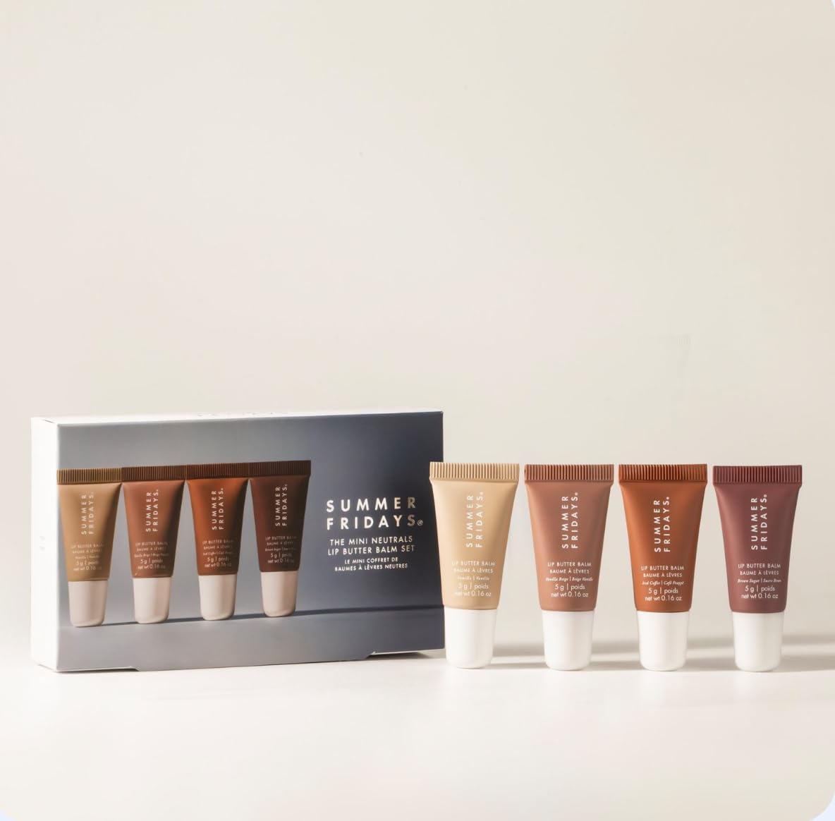 The Mini Neutrals Lip Butter Balm Set & Complimentary Sheet Masque