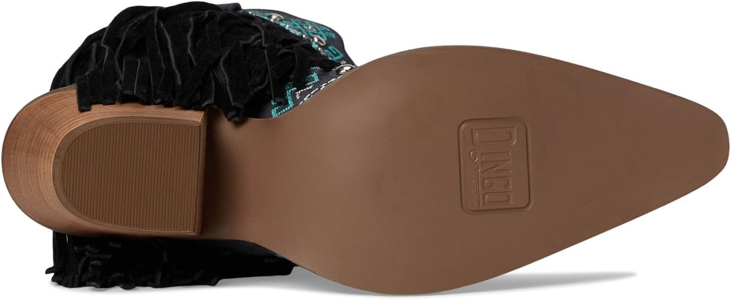 Dingo Womens Tequila Fringe Southwest Sunrise Snip Toe Casual Boots Mid Calf Mid Heel 2-3"