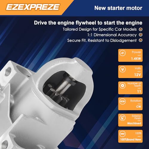 Image of Ezexpreze New Starter 4.3L Compatible with 99-04 Chevrolet Silverado 1500 S10 Express 1500 Blazer Astro, GMC Sierra 1500 Savana 2500 Safari Jimmy Sonoma V6 1999 2000 2001 2002 2003 2004, SDR0086