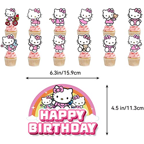 25Pcs Kawaii Cake Cupcake Toppers, Pink Cute Cake Decorations Birthday Party Supplies For Kids Teens Girls #TOP1