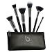 Beauty Junkees 6 PC Pro Duo Fiber Makeup Brush Set with Case for Blending, Stippling, Highlighting, Setting for a Sheer, Light and Flawless Finish, Synthetic, Vegan, Cruelty Free