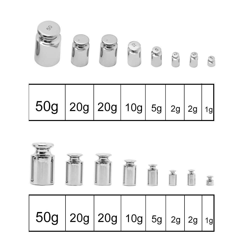Huanyu Kit de Peso de calibración de Alta precisión de Acero Inoxidable de Clase F1 1mg-50g 20pcs
