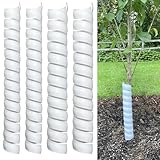 OZHOMY 4 Pcs Tree Trunk Protector Guard, 2 Sizes - Heavy Duty Spiral Bark Wrap for Saplings - Protect from Deer, Rabbits, Rodents & Mowers in Garden