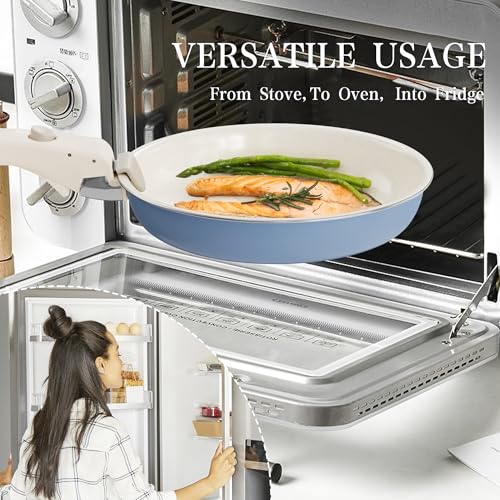 Pots and Pans Set - Ceramic Cookware Set Detachable Handle Pots and Pans With Removable Handles Kitchen Pans for Cooking Pot Set Nonstick Non Toxic Camping Cookware for RV Travel Gift - Image 6