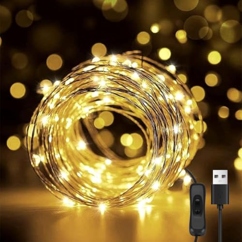Hoteril Guirnalda Luces para Navidad de 12 Metros, 120 Luces LED USB, IP65
