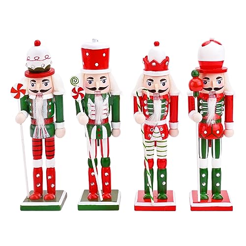 4 Piezas 18cm Soldado Cascanueces de Madera de Navidad Grande Figuras de Marionetas Adornos Lujo Cascanueces de Navidad Adornos de Navidad para Decoración Tradicional Árbol de Navidad Regalo Festival