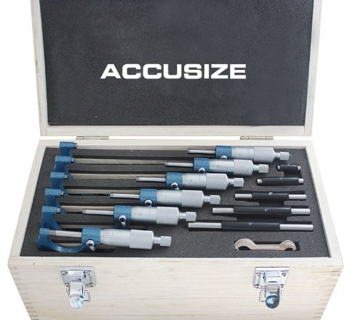 Accusize Industrial Tools 0-150 mm Precision M-Type Metric Outside Micrometer 6 Pc Set