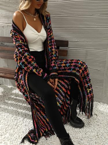 ジャケット・アウター vintage fringe design maxi coat cardigan Amazon.com: Inevnen Fringe Jacket Women Long Sleeve Vintage