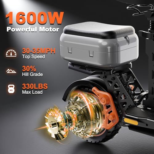 Image of Fast Electric Scooter Adults, 1200W /5600W Off Road E Scooter, 35 /50 Miles Long Range, 35 /50 MPH Top Speed, 10 /11 inch Tires, Foldable Kick Scooter for Adults and Teens with Dual Suspension