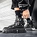 Men's Gothic Leather Motorcycle Chunky Platform Boots Lace Up Round Toe High Top Metal Buckle Non-Slip Lightweight Punk Fashion Sneakers for Streetwear Night Out Party Riding Daily Comfort (Black,8.5)
