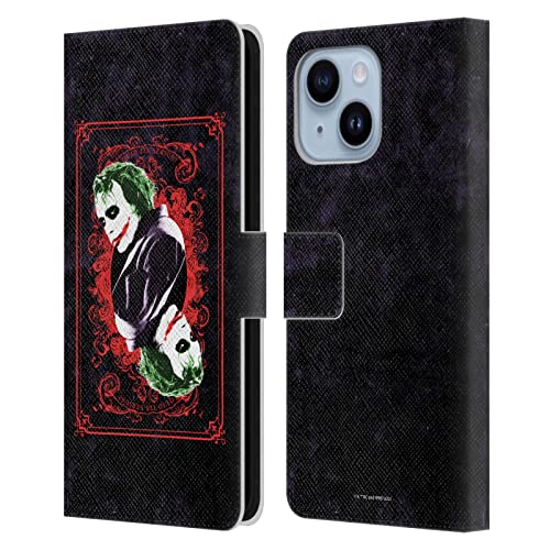 Protection iPhone 14 Plus Joker Étui Portefeuille Cuir The Dark Knight Head Case Designs