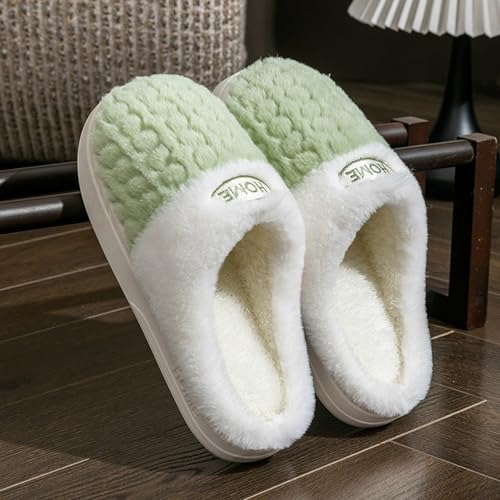 ZSpzx Women's Plush Cotton Slippers Stylish Winter Faux Fur Lining Comfy Non-Slip Home Slides Fashion Indoor Outdoor Warm Plush Cozy Anti-Slip Rubber Sole Bedroom Shoes3