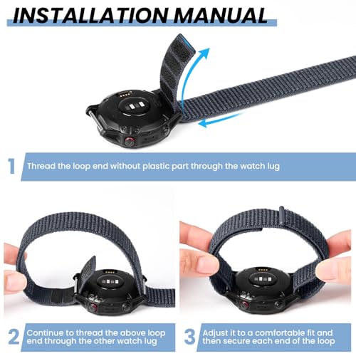 Correa de nylon con gancho y lazo compatible con Garmin 22mm miniatura 3