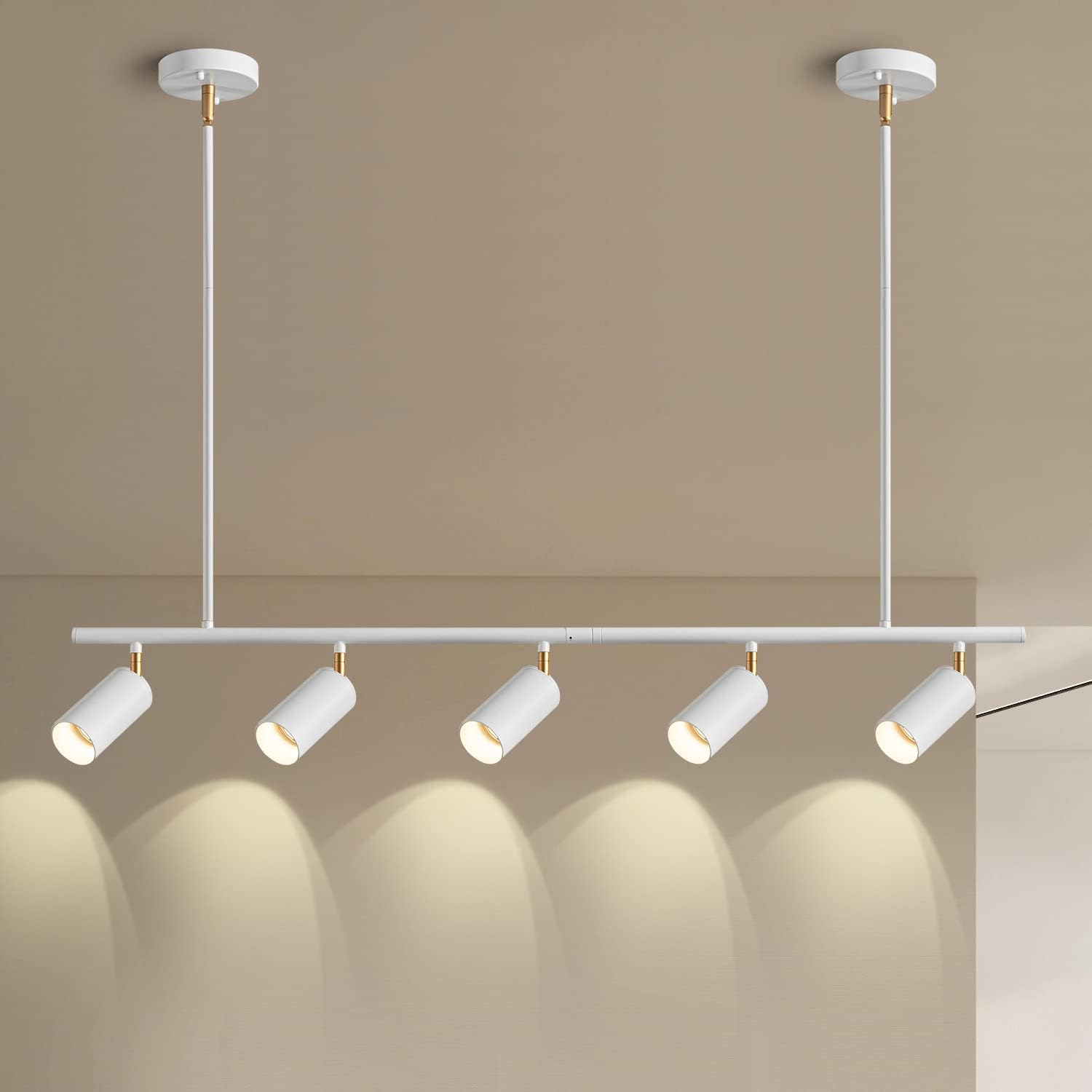 5-Light LED Track Lighting Kit White Track Light Flexibly Rotatable Light Head Modern Spot Lighting for Kitchen Living Room Dining Room Bedroom Closet Bar