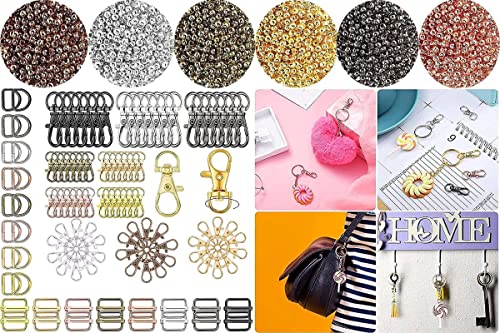 Image of DIY Crafts 450 Pcs Screw Jump Rings, Antique Silver, Swivel Clasps Set Metal Lanyard Snap Hook, Lobster Claw Clasps Keychain Rings Open Rings Eye (450 Pcs Screw Jump Rings, Antique Silver)