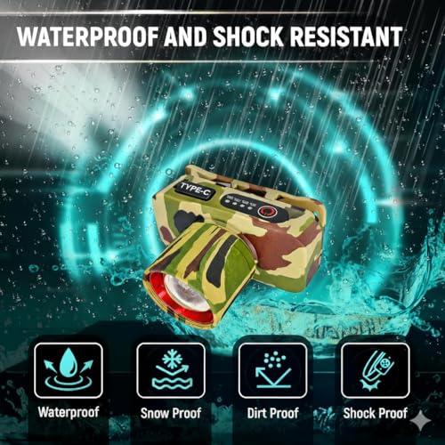 Image of DOCOSS Bright Waterproof Military Headlamp for Trekking,(Working Time-4-5 Hrs) Head Light Torch,Head Torch Rechargeable, Long Distance for Camping, Cycling &Outdoor Activities (Military Zoomable)