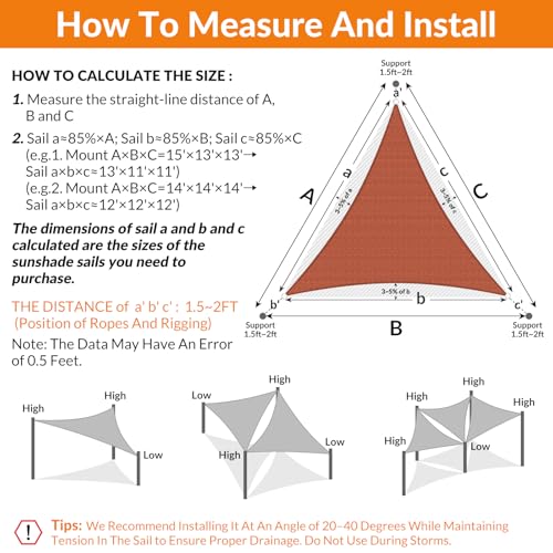 Image of KANAGAWA 12'x12'x17' Sun Shade Sail Rust Red Curved Triangle