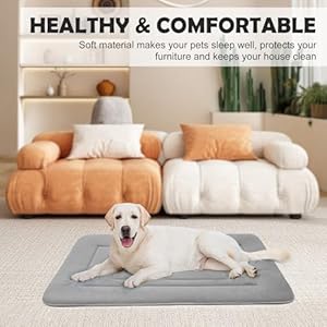   JoicyCo-Dog-Bed-Soft-Dog-Crate-Bed-Pad-Mat-42-in-Non-Slip-Bottom-Washable-Dog-Beds-for-Large-Dogs-Pet-Bed-Mattress-Kennel-Pad-Clay-Gray