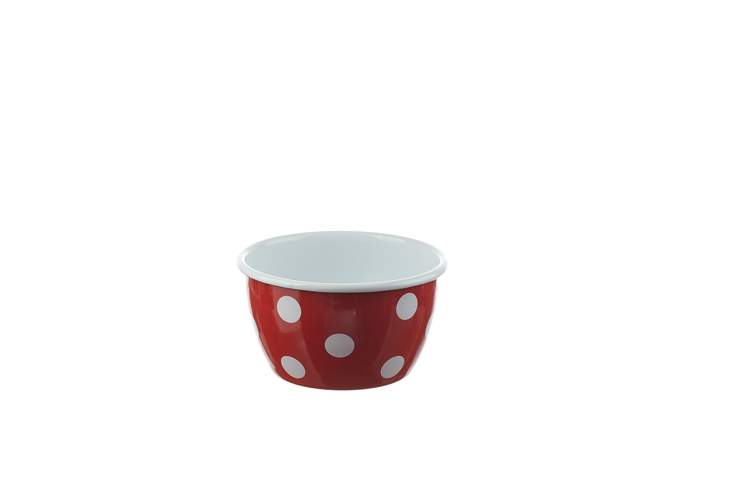Münder Emaille – Saladier, Bol, ramequins – Ø : 14 cm – Couleur : Rouge à Pois Blancs