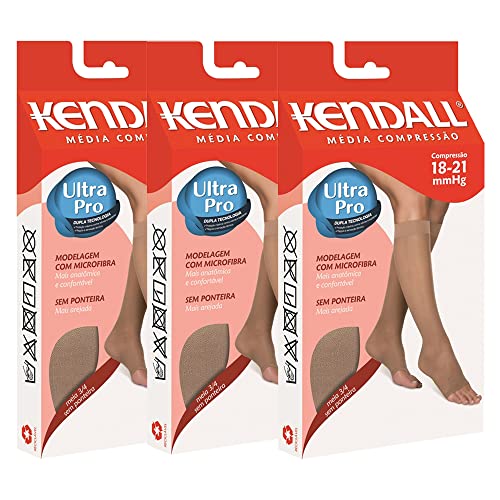 Kit 3 Meia Kendall 3/4 Media Compressão Feminina 1871 Mel Tamanho:M;Cor:Mel